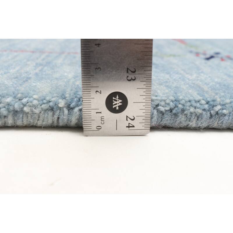 ECARPETGALLERY Hand Loomed Kashkuli Gabbeh Sky Blue Wool Rug - 4'1 x 5'9