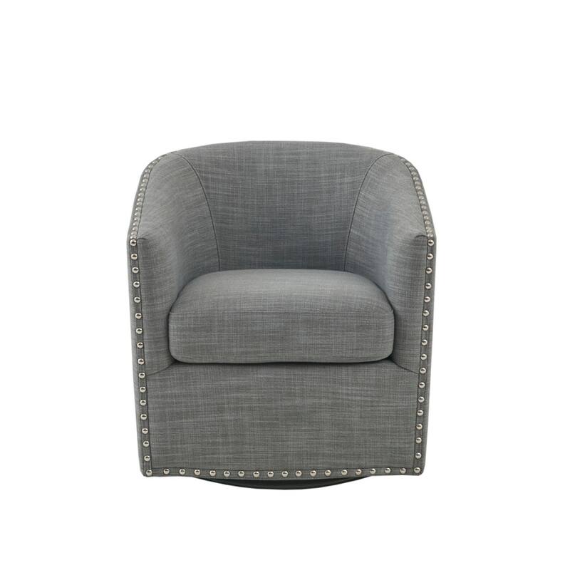 Swivel Barrel Chair With Rivet Detailing and Rotation