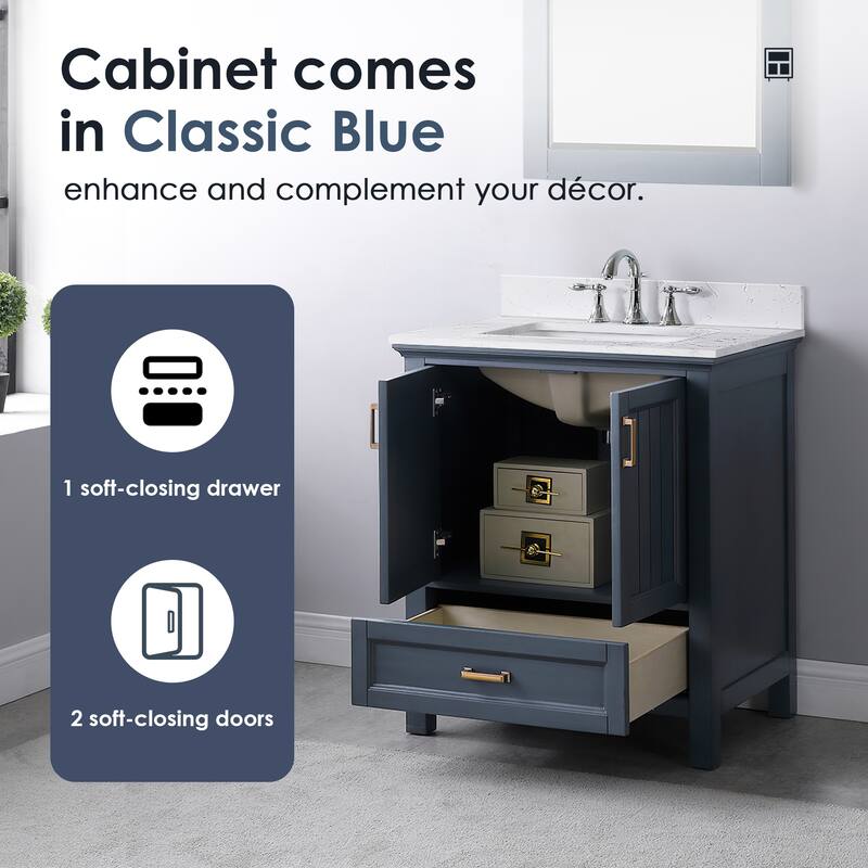 Altair Isla Single Bathroom Vanity Set and Aosta White Countertop without Mirror