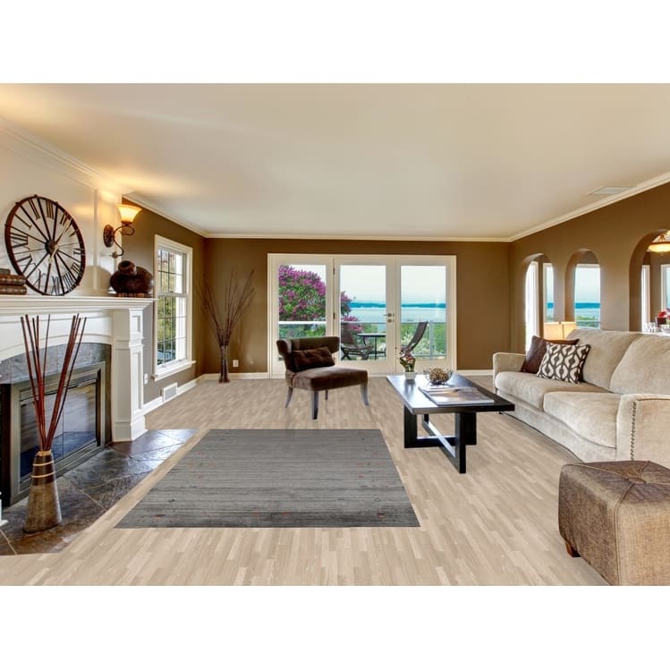 Hand Knotted Oriental 100% Wool Carpet Tribal Tribal Greys & Charcoal Gabbeh Area Rug - 8' 1'' X 5' 0''