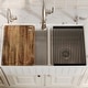 preview thumbnail 12 of 18, Karran 33" Double Bowl Workstation Fireclay Kitchen Sink with Reversible Fluted Apron Front
