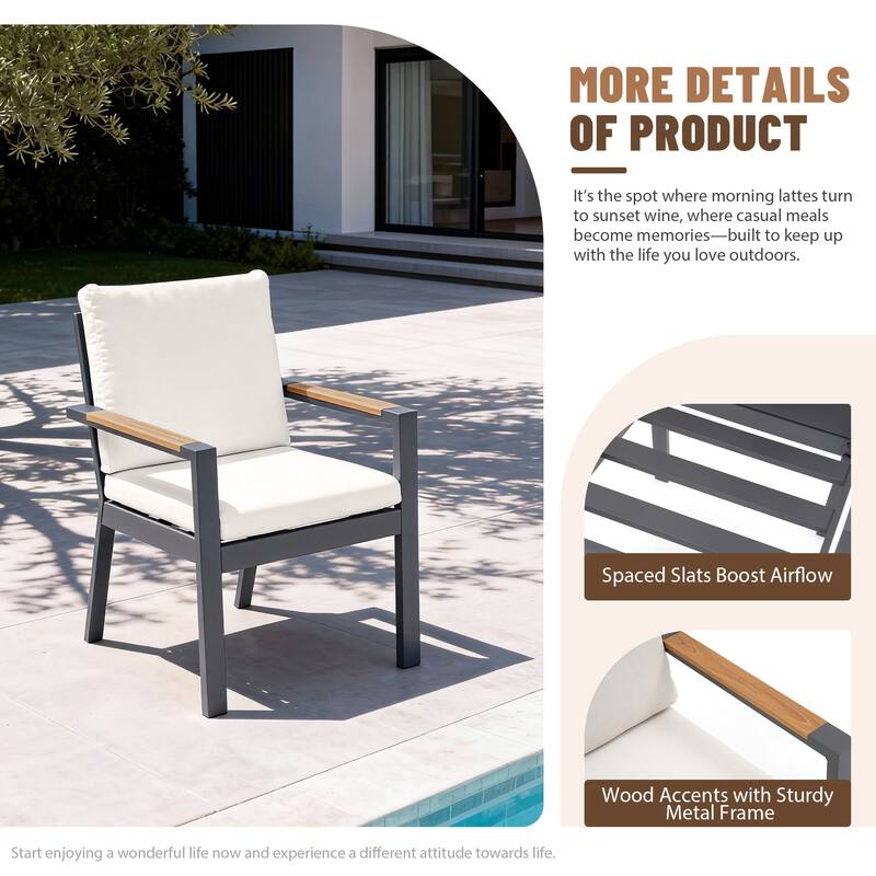 9-Piece Modern Aluminum Outdoor Dining Set with 8 Patio Dining Chairs