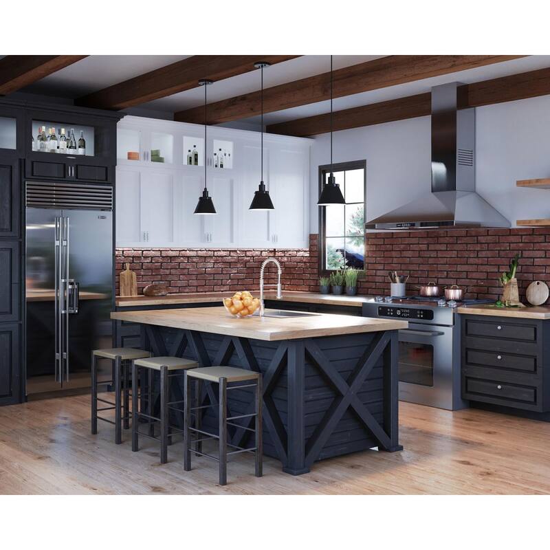Hinton Collection One-Light Matte Black Modern Farmhouse Pendant - 8.25 in x 8.25 in x 8.62 in