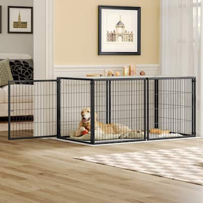 Large Dog Cage 63.7" Dog Kennel for Medium Dogs Puppy Dog Playpen with Top, Pet Cage, Indoor, Black.63.7"L x 34.2"W x 31.7"H.