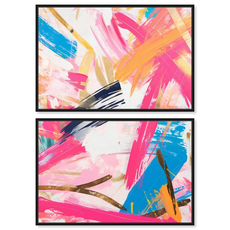 Language Spontaneity II Canvas Set of 2 by Art Remedy - 24" x 16" - Black