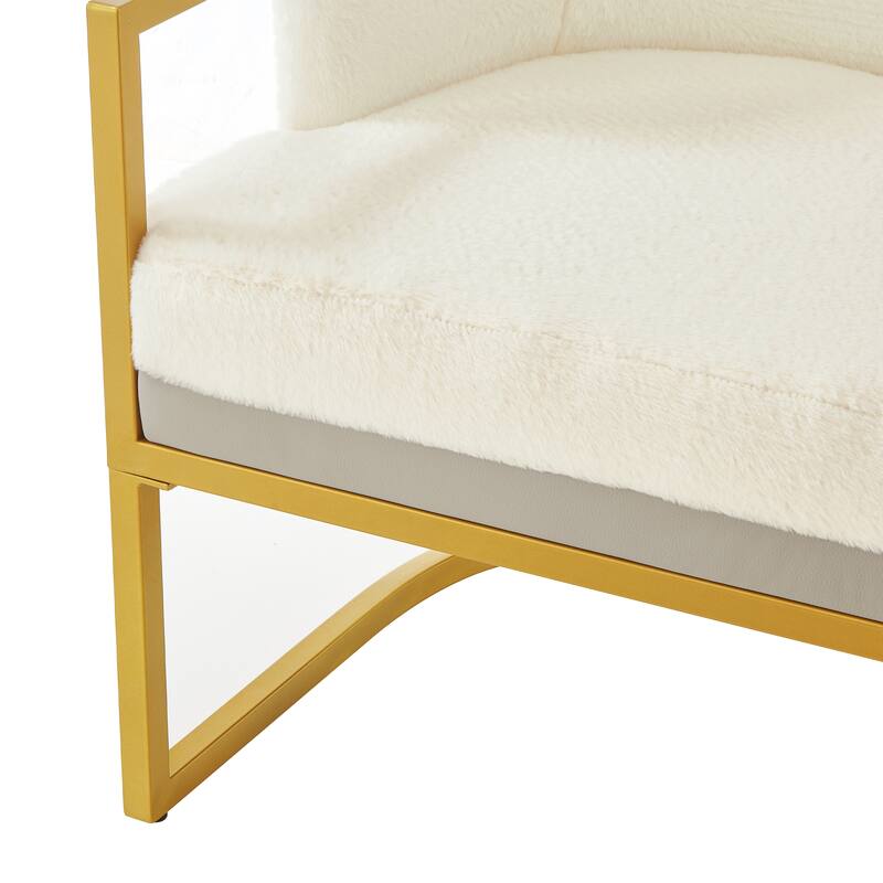 Modern Accent Chair Cozy Armchair Upholstered Reading Chair with Gold Metal Frame Living Room, Bedroom, or Office
