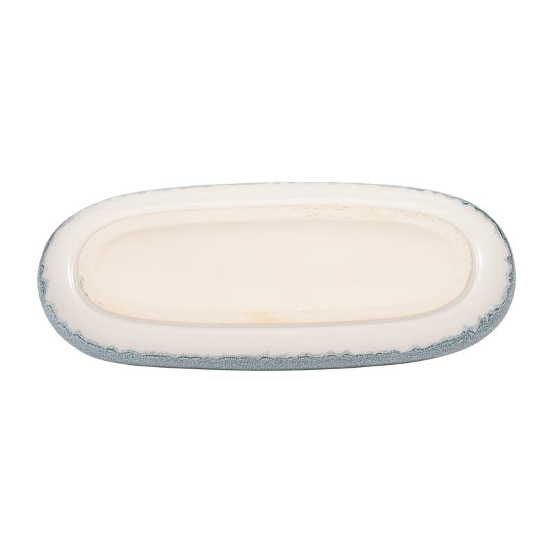 Modern Oval Ceramic Decorative Accent Bowl - Home Decor - 20", Blue - 20.0"