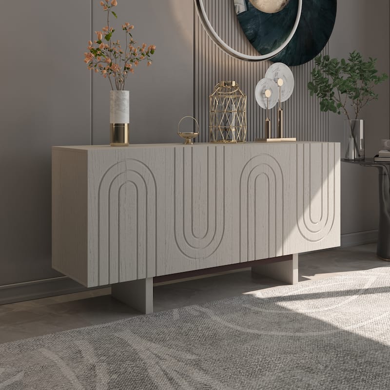 Clihome 63" Modern Buffet Accent Storage Cabinet with 4 Door