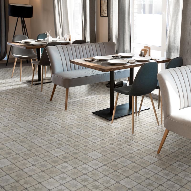 Merola Tile Harmonia Kings Star White 13" x 13" Ceramic Floor and Wall Tile