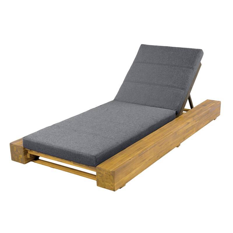 Christopher Knight Home - Amedea Outdoor Acacia Wood Chaise Lounge with Adjustable Backrest & Water-Resistant Cushion