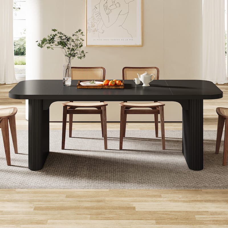 62-Inch Wood Dining Table for 4-6 People Modern Rectangular Kitchen Table for Dining Room Living Room