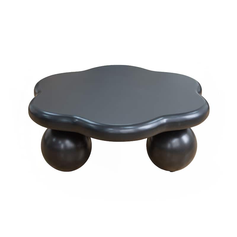 Cloud Shaped Coffee Table, Petal-Shaped Modern Minimalist Coffee Table with Spherical Legs