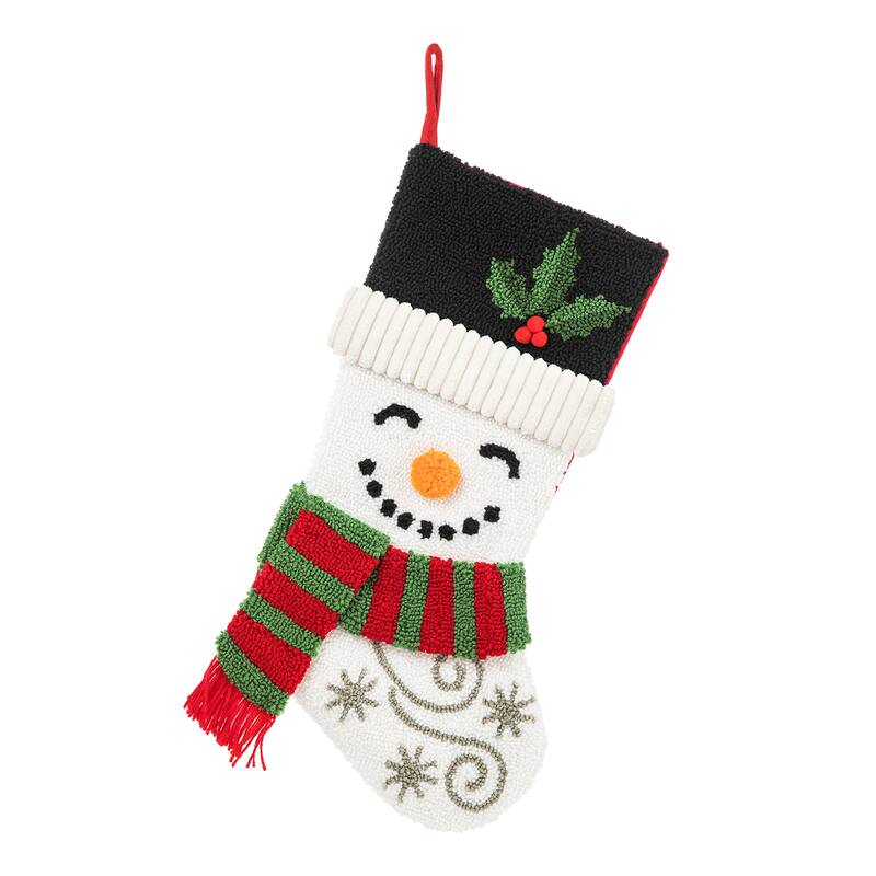 Glitzhome 20.5"L Santa Snowman Nutcracker Hooked Christmas Stocking - Snowman