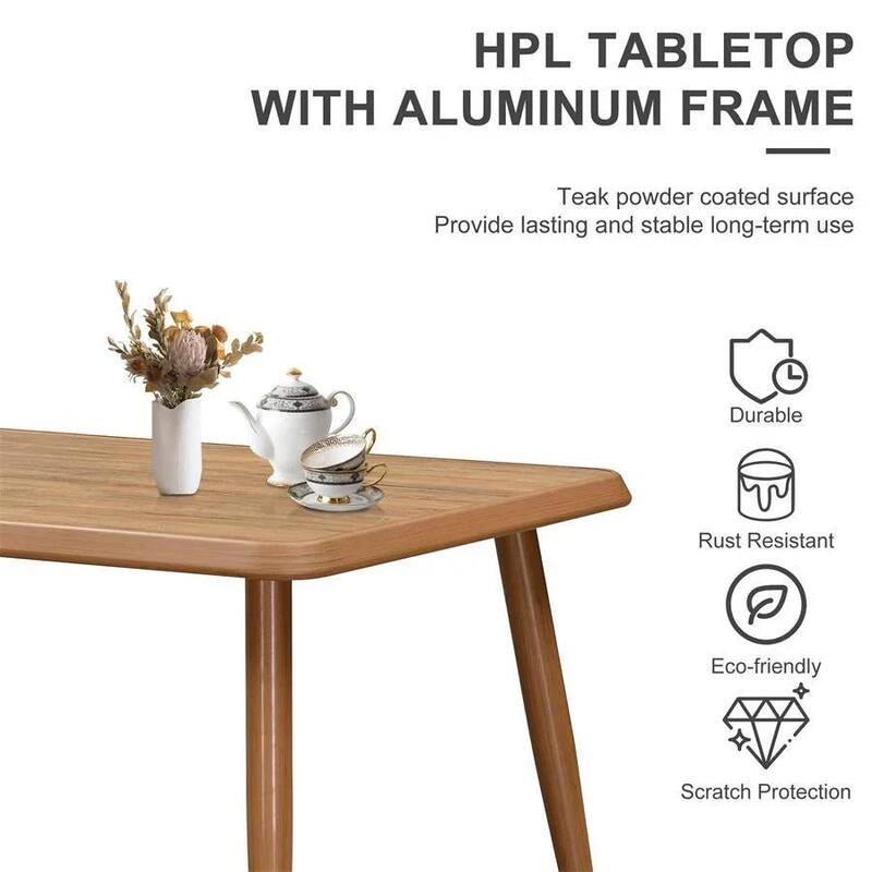 PURPLE LEAF Outdoor Dining Set Teak Aluminum Patio Furniture Set Dining Table And Wicker Chairs