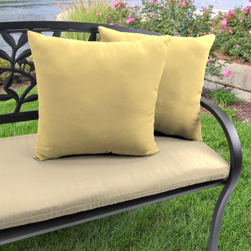 Sunbrella 18" x 18" Outdoor Throw Pillow - Set of 2 - 18'' L x 18'' W x 4'' H - Canvas Wheat