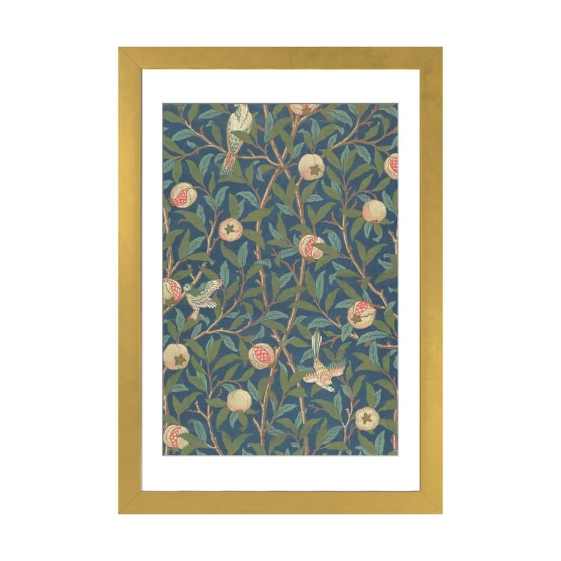 iCanvas "'Bird and Pomegranate' Wallpaper Design, printed by John Henry Dearle " by William Morris - Gold - 32x24x1