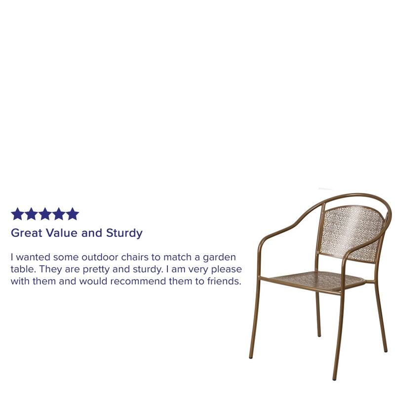 5 Pack Indoor-Outdoor Steel Patio Arm Chair with Round Back
