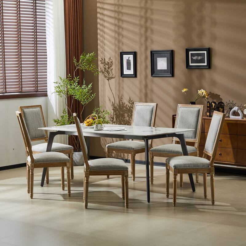 Modern 6 Piece Fabric Dining Chair with Backrest Cushions Wooden Legs for Dining Room Kitchen Living Room Bedroom