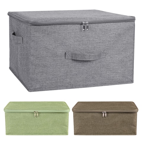 Foldable Cube Storage Bin Clothes Organizer Boxes with Handle & Zipper