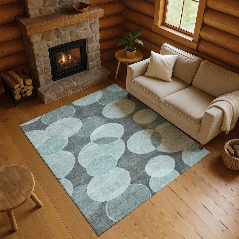 Premium Washable Super Soft Contemporary Bubbles Mayfield Rug - Teal - 3' x 5'