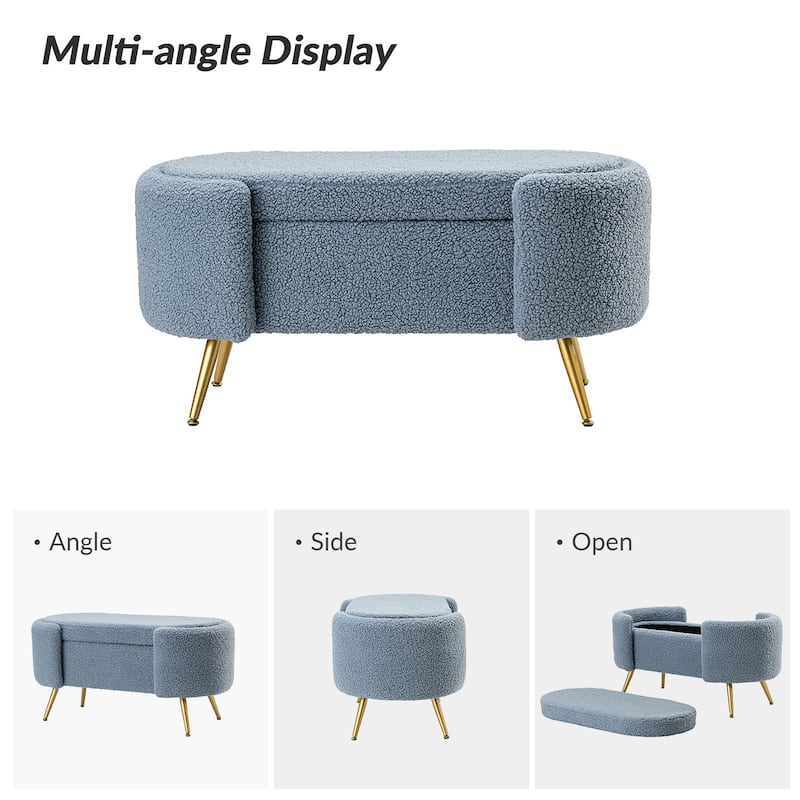 Clara 39.4" Wide Storage Bench with Metal Legs