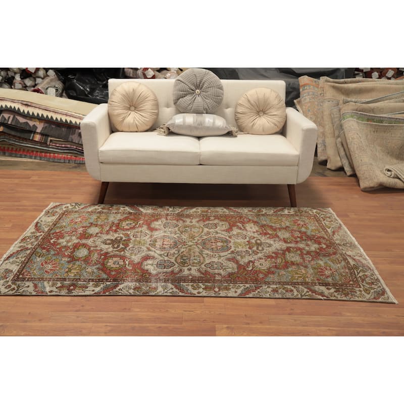 Hand Knotted Oriental 100% Wool Carpet Traditional Floral Beige & Ivories Bakhtiari Area Rug - 6' 9'' X 3' 10''