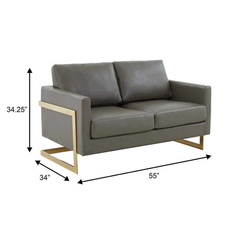 Lincoln Modern 2-Seater Leather Plush Cushion Loveseat in Metal Frame for Living Room Small Spaces Home Office