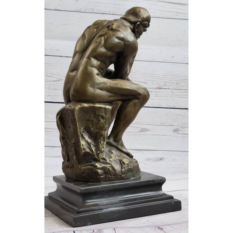 Large Rodin Famous The Thinker Bronze Marble Sculpture Art Deco Marble Figurine