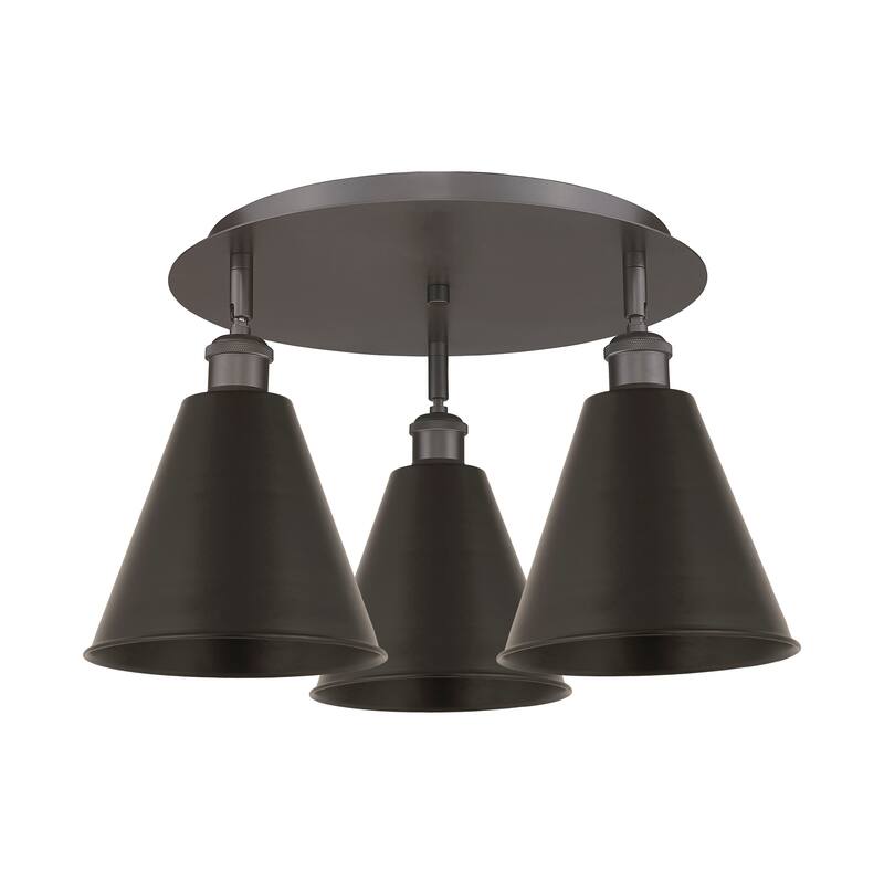 Innovations Lighting Ballston Cone - 3 Light 20" Flush Mount - Oil Rubbed Bronze