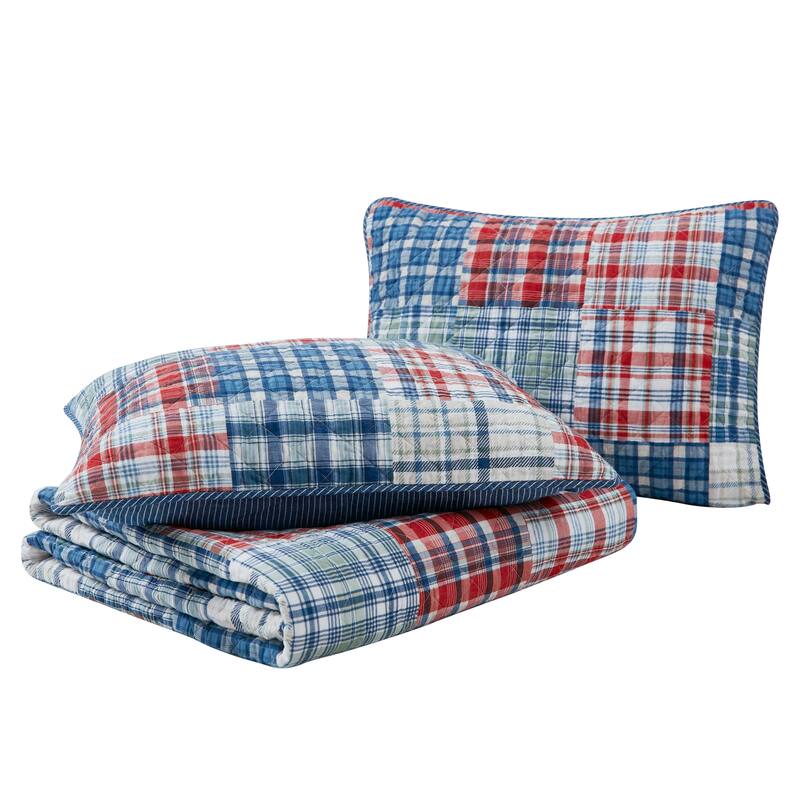 Nautica Raeford Cotton Reversible Blue Quilt Set