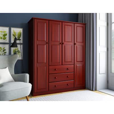 Family 100-percent Solid Wood Wardrobe (No Shelves Included)