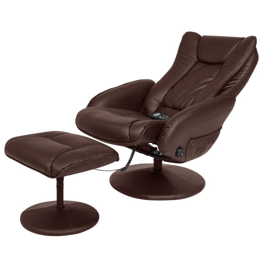 Sturdy Brown Faux Leather Electric Massage Recliner Chair W Ottoman Overstock 30705354