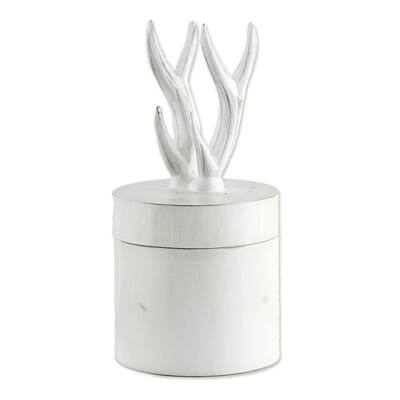 Handmade Antlers Wood decorative box (Thailand) - 3.9" H x 7.75" W