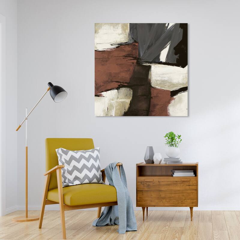 Wynwood Studio Abstract Sai - Rubrum 1SN767 bronze Brown and Cream White Modern & Contemporary Wall Art Canvas Print - 30 x 30