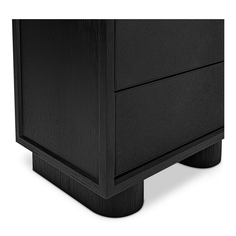 NADAAL STUDIOS Alarno Nightstand, Shagreen Pattern with Antique Gold Frame 2-Drawer, Black