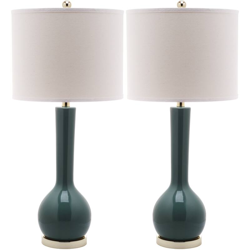 SAFAVIEH Lighting Brigid 31-inch Long Neck Ceramic White Table Lamp (Set of 2) - 14"x14"x30.5" - 14Wx14Dx31H