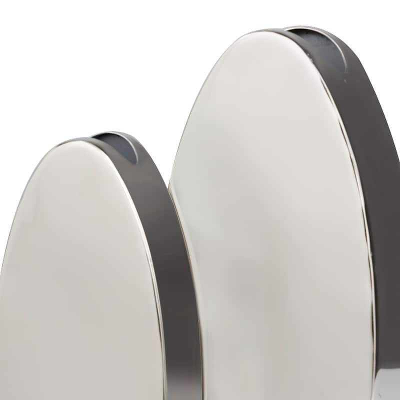 Silver Stainless Steel Metal Decorative Vase with a Sleek Mirror Finish (Set of 2)