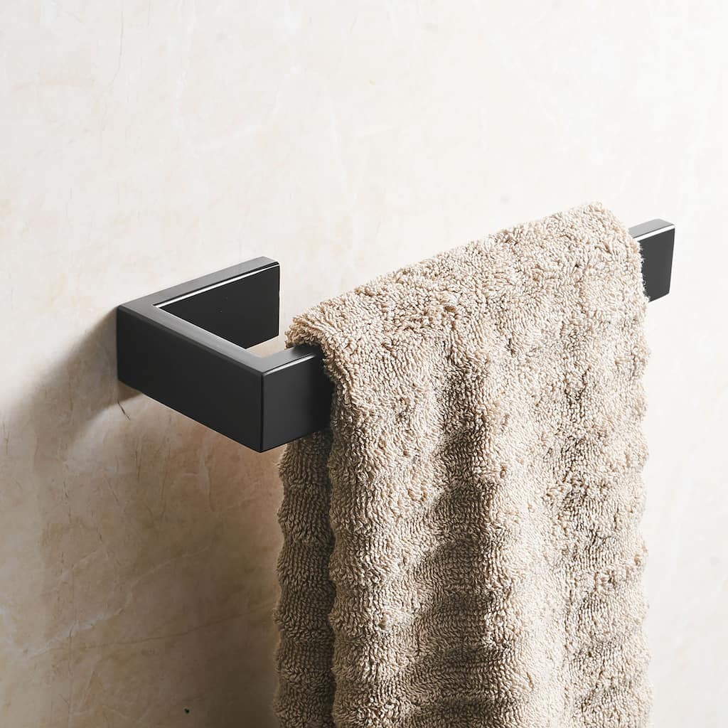 Modern Matte Black Wall Mount Bathroom Towel Bar - 8.26-in L x 2.95-in W