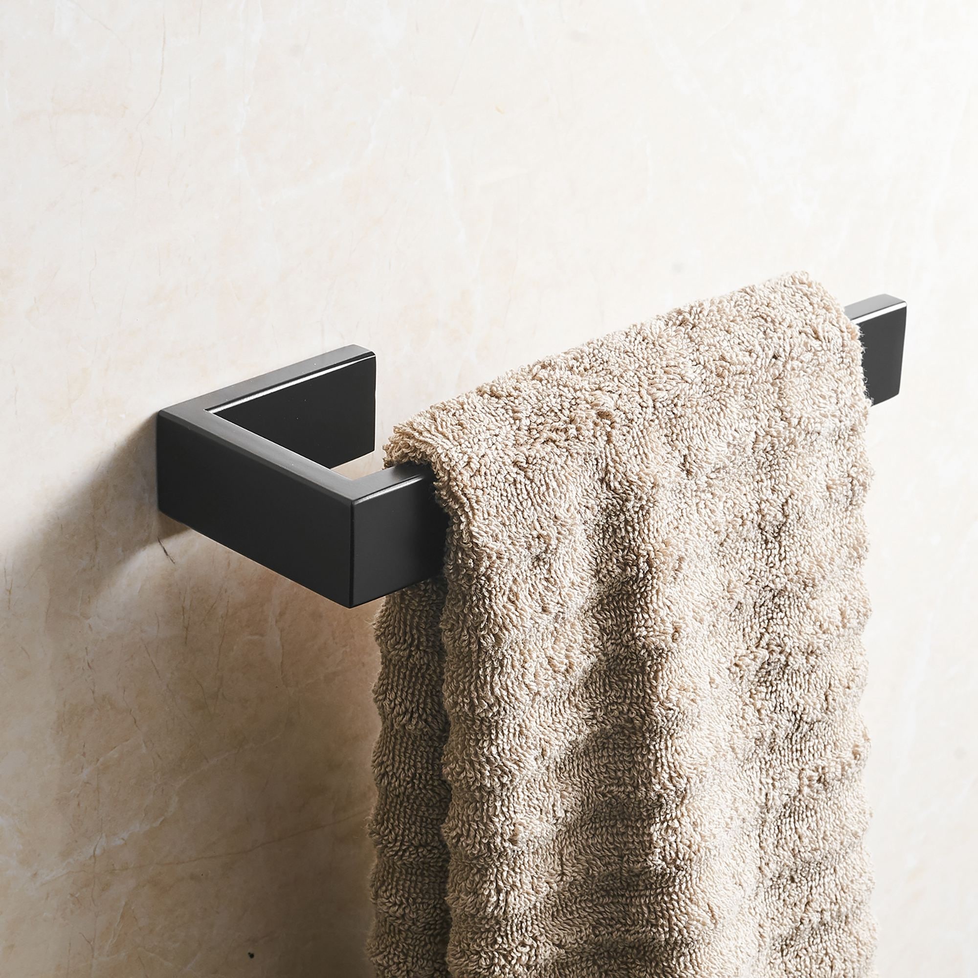 Modern Matte Black Wall Mount Bathroom Towel Bar - 8.26-in L x 2.95-in W