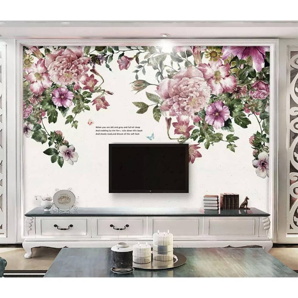 Floral Vintage Blossom Soft Flower Retro Removable Wallpaper Bed Bath