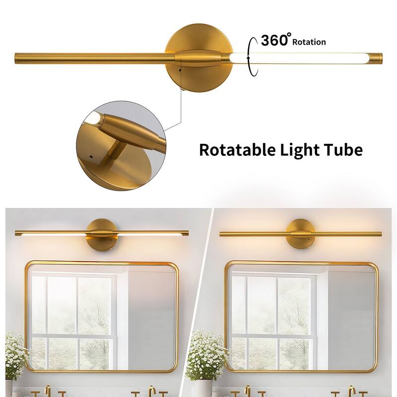Starsky Modern 360° Rotating LED Wall Light Rechargeable with Touch Remote Black or Gold Finish
