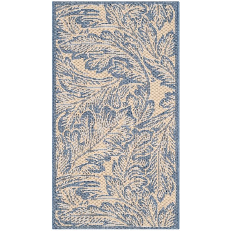 SAFAVIEH Courtyard Reineke Indoor/ Outdoor Waterproof Rug - 2' x 3'7" - Natural/Blue
