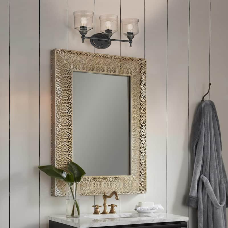 Golden Lighting Keating 3-light Vanity in Antique Black Iron