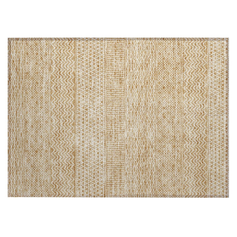 Machine Washable Indoor/ Outdoor Modern Stripes Chantille Rug