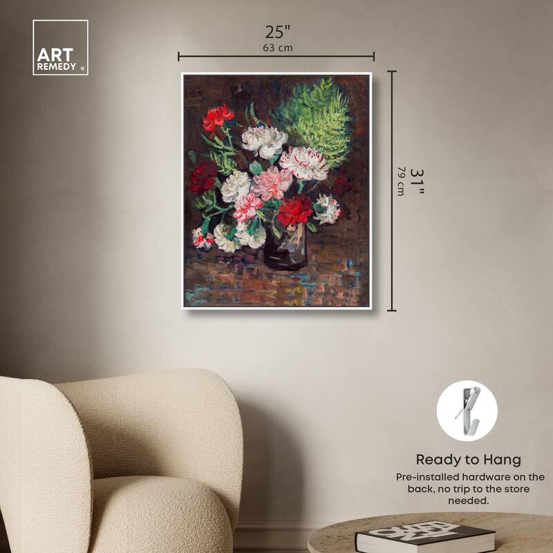 Vase with Carnations Canvas by Art Remedy