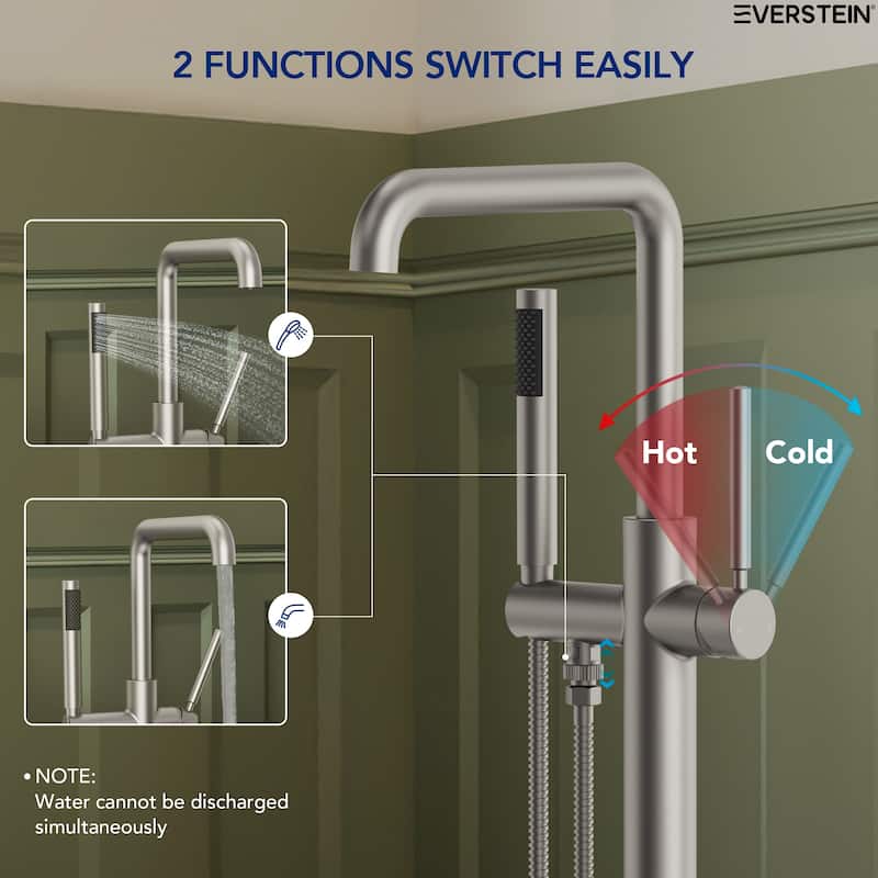 Freestanding Tub Faucet with Hand Shower,Modern Floor-Mount Bathtub Faucet