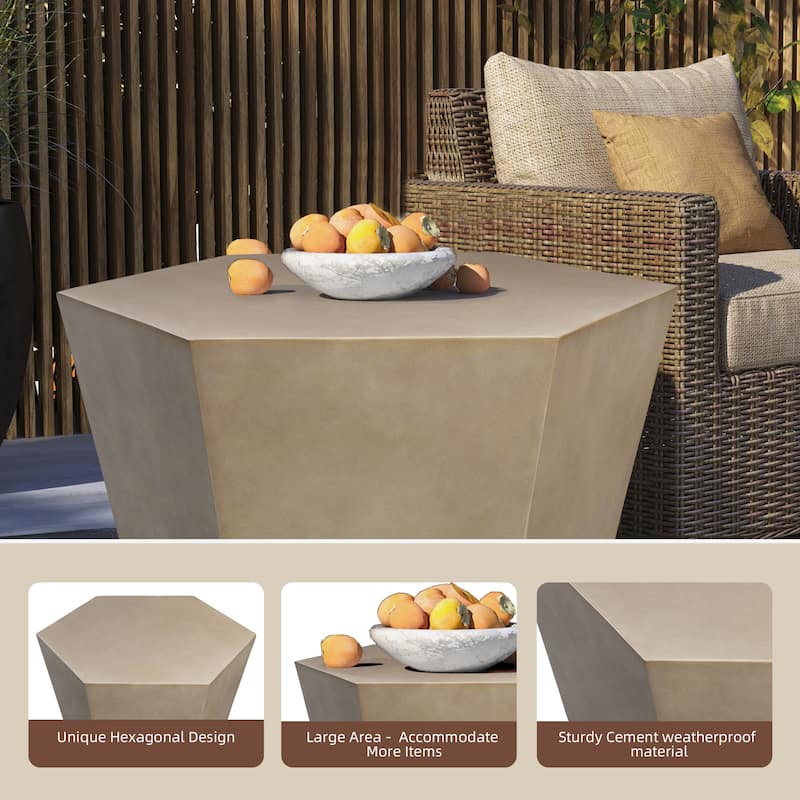 UPHA 28-inch Outdoor Patio Hexagon Magnesium Oxide Furniture Coffee Table