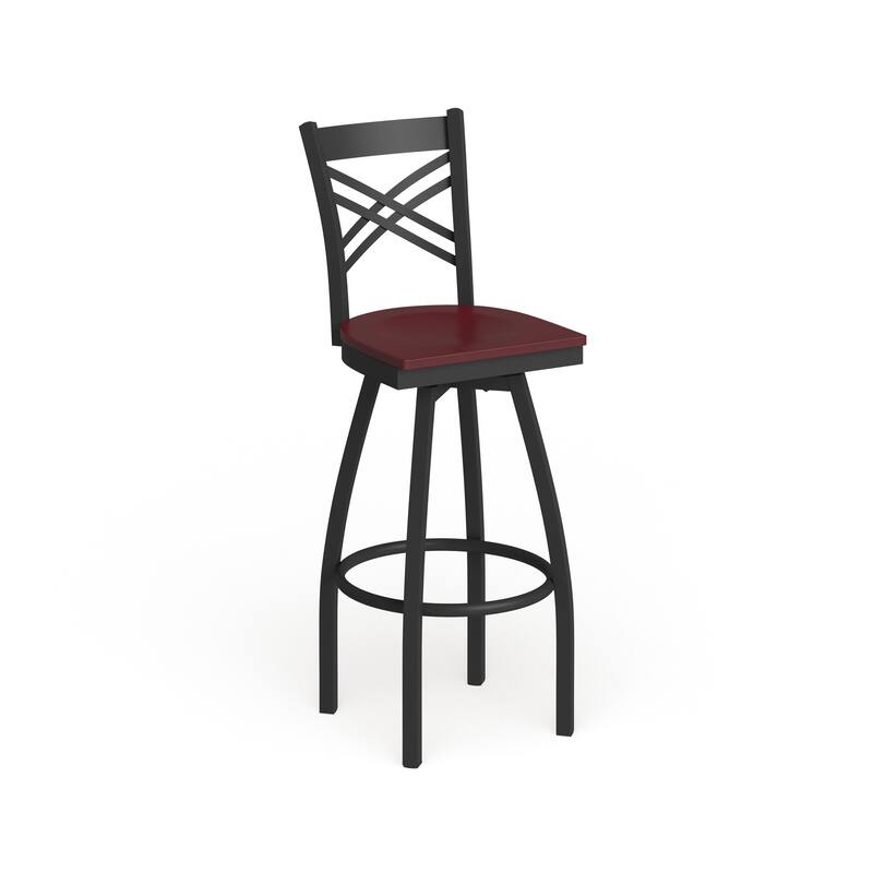 X'' Back Swivel Metal Barstool - 16.5"W x 20.5"D x 44.5"H - Black/Mahogany