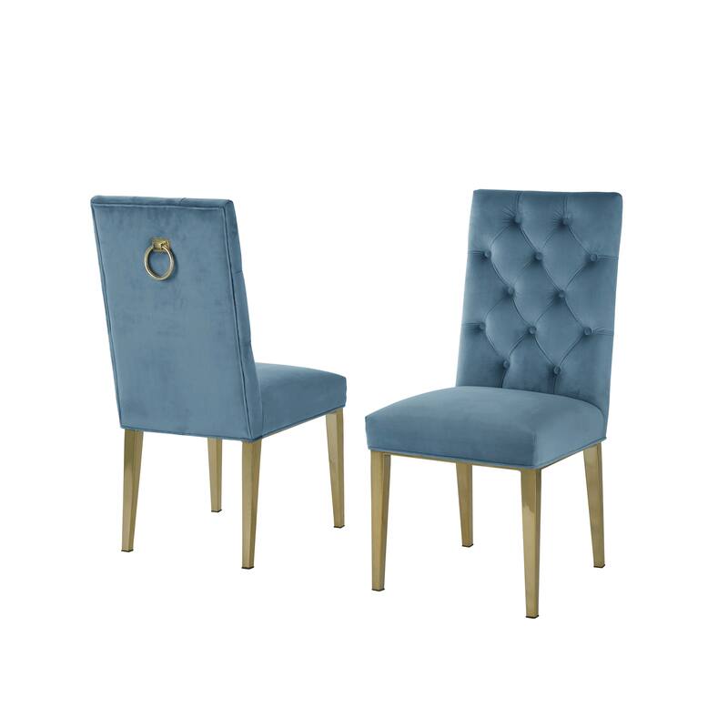 Best Quality Furniture Button Tufted Back Side Chairs with Gold Stainless Steel Legs