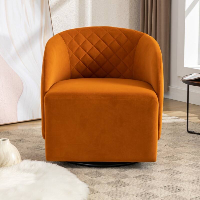 21.06"Seat Width Soft Velvet Fabric Swivel Chair For Living Room